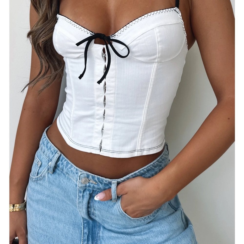 White Fox Boutique Bustier with Tie Front